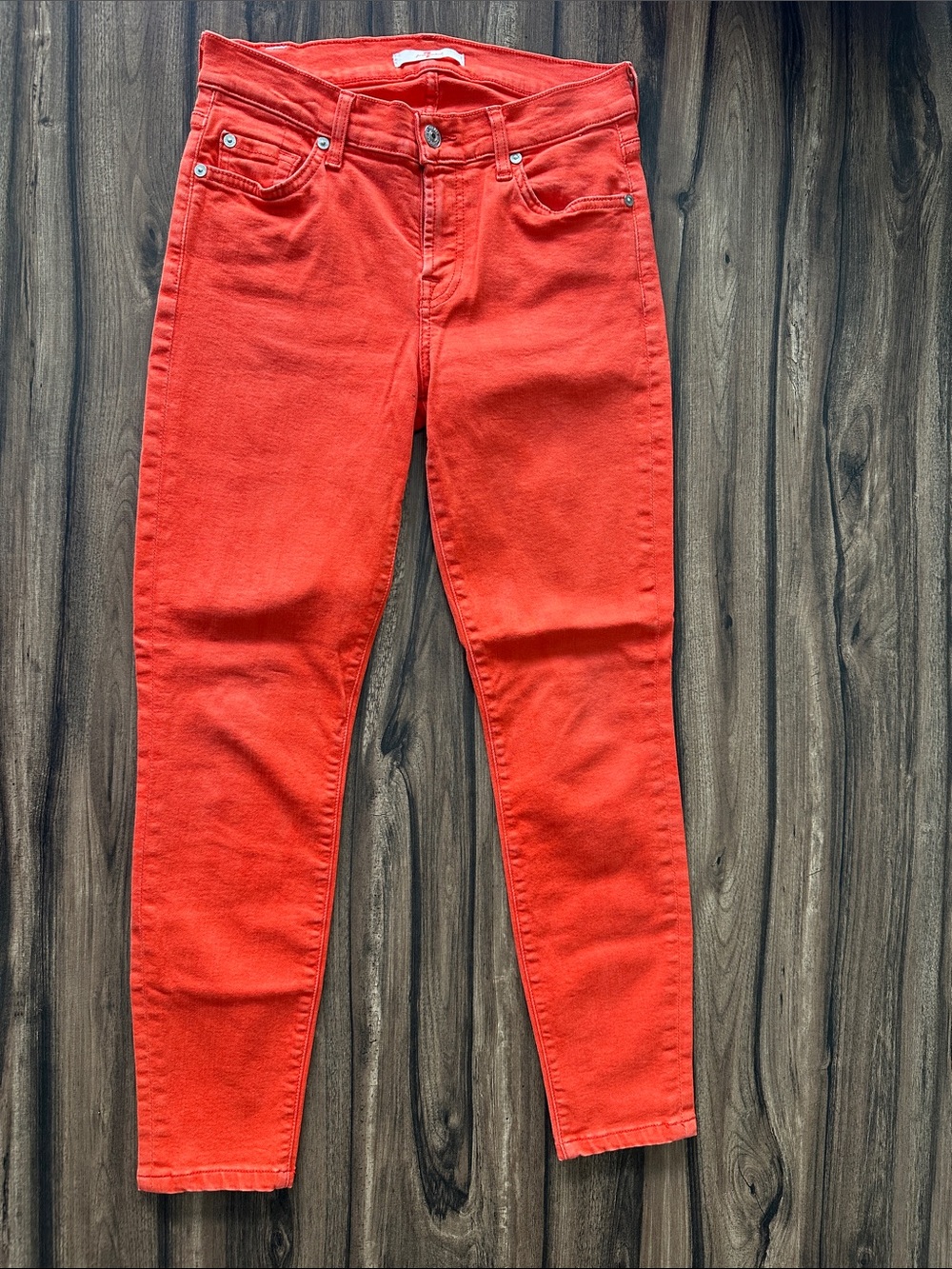 7 For All Mankind Skinny Jeans in Bright Red